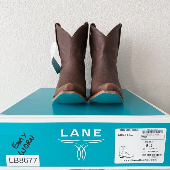 Lane EMMA JANE Womens Cowboy Bootie 9.5 Cognac Brown Western Cowgirl Short Boots - Picture 10 of 11